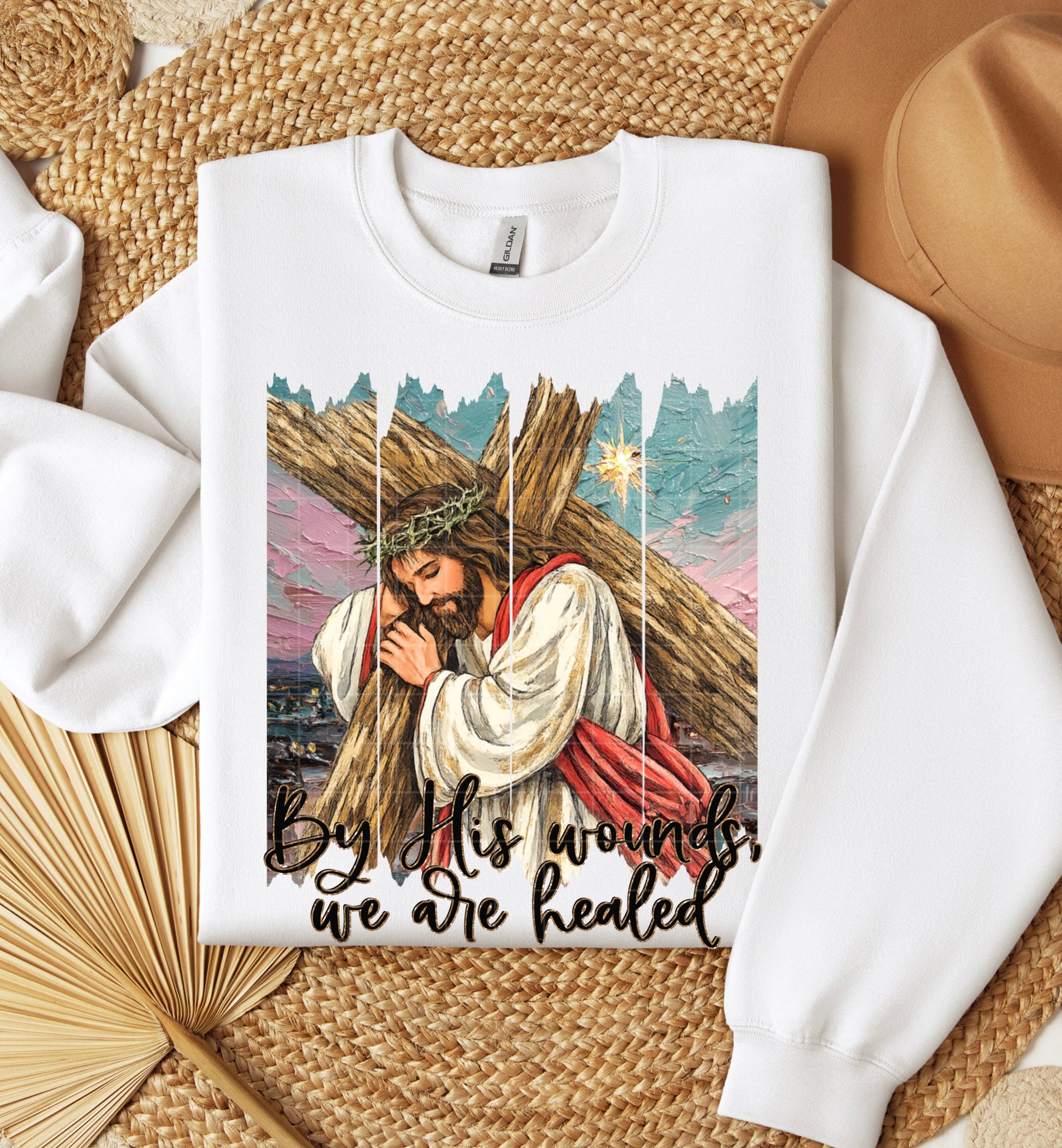 By His Wounds Jesus Cross DTF Transfer