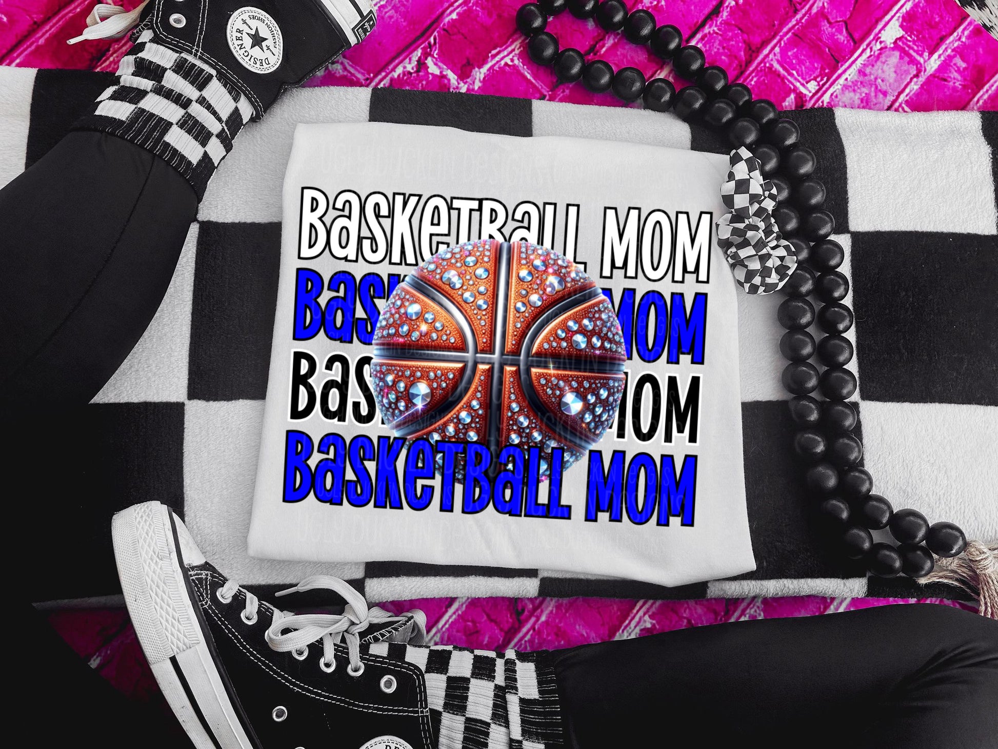 Basketball Mom Blue Bow DTF Transfer