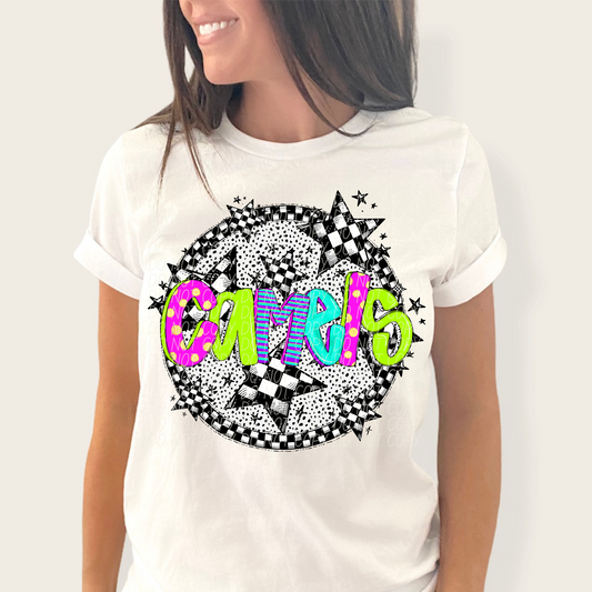 Camels Mascot Neon Checker DTF Transfer
