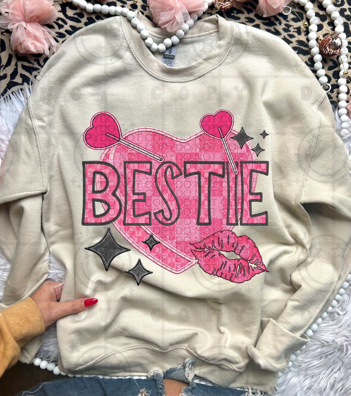 Bestie Candy Heart Lips Name DTF Transfer