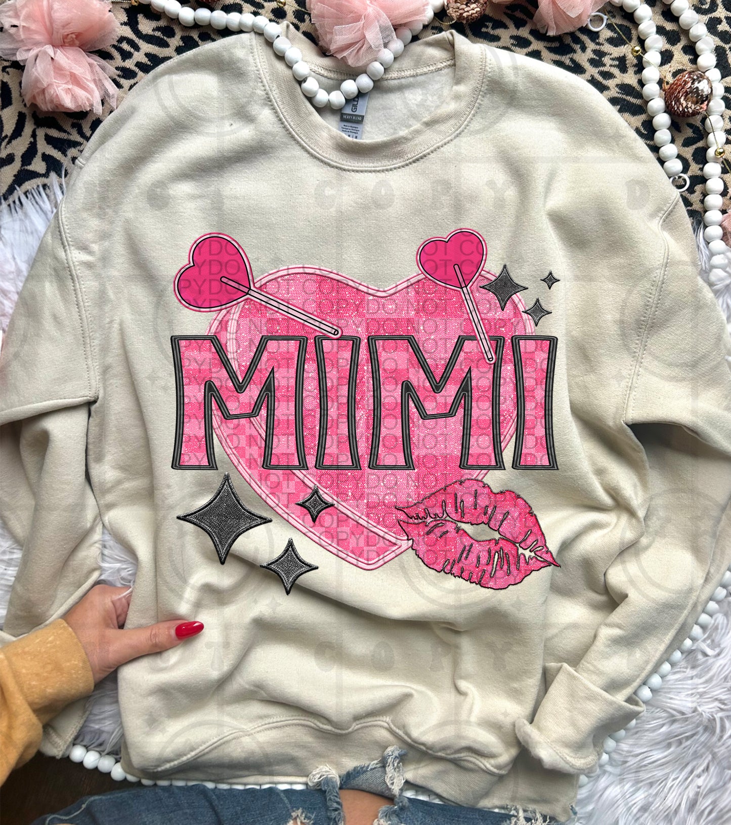 Mimi Candy Heart Lips Name DTF Transfer