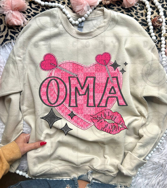 Oma Candy Heart Lips Name DTF Transfer