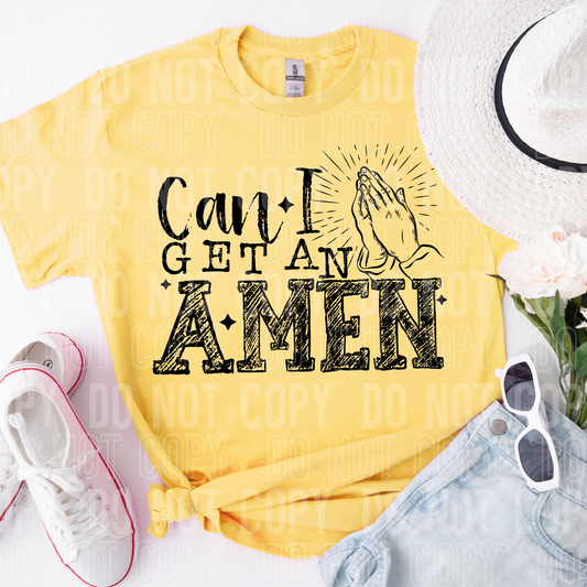 Can I Get An Amen Black Font DTF Transfer