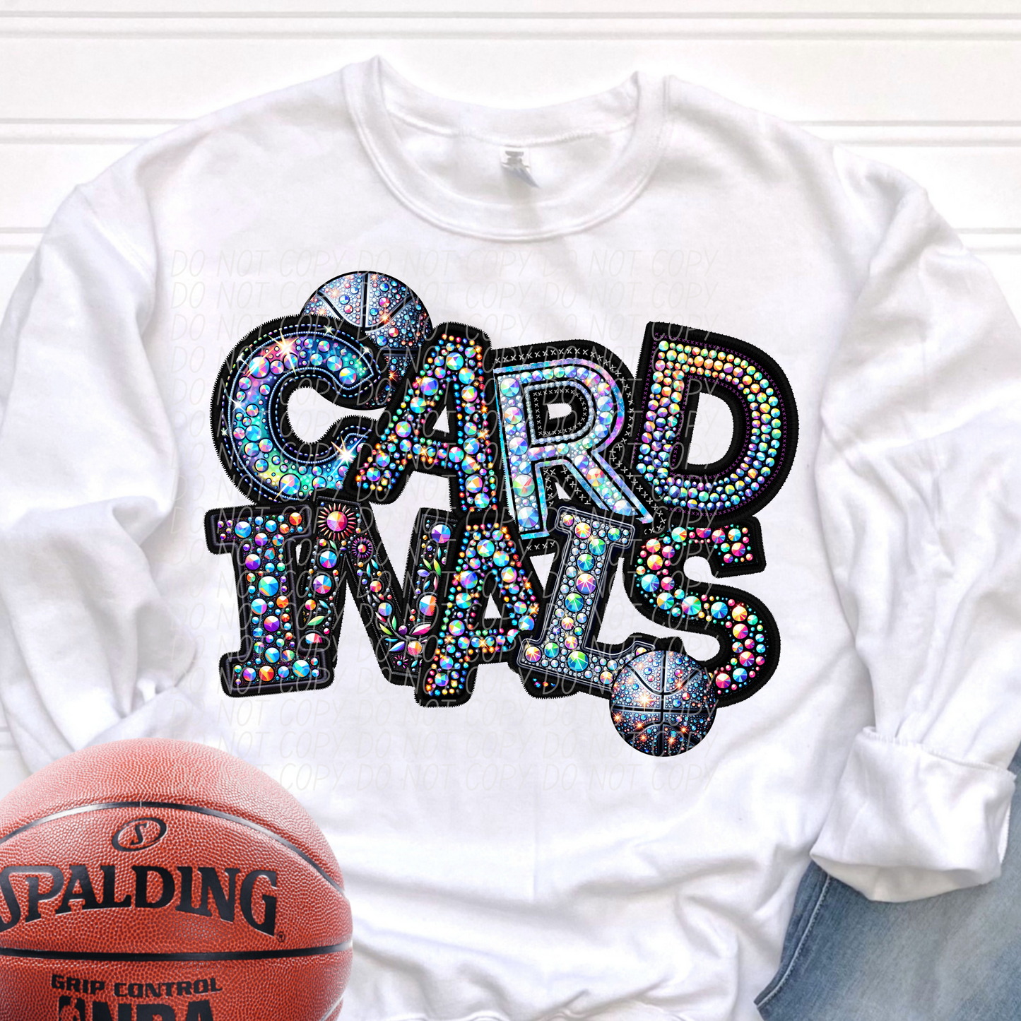 Cardinals Rhinestone Basketball Mascot DTF Transfer