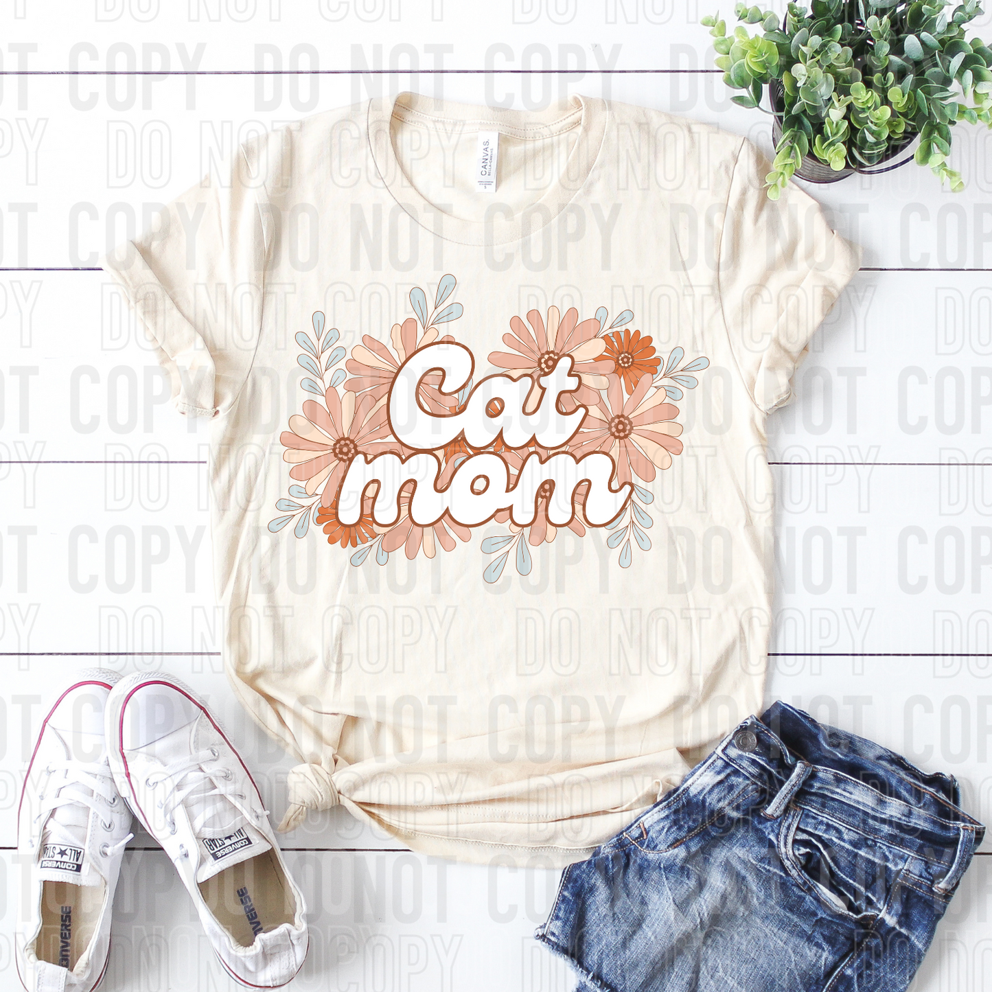 Cat Mom Floral Retro DTF Transfer