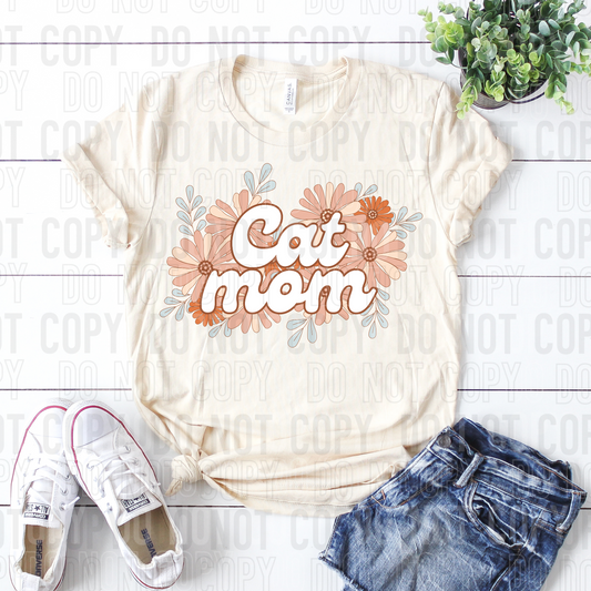 Cat Mom Floral Retro DTF Transfer