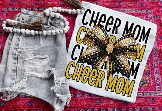 Cheer Mom Yellow Gold Bow DTF Transfer