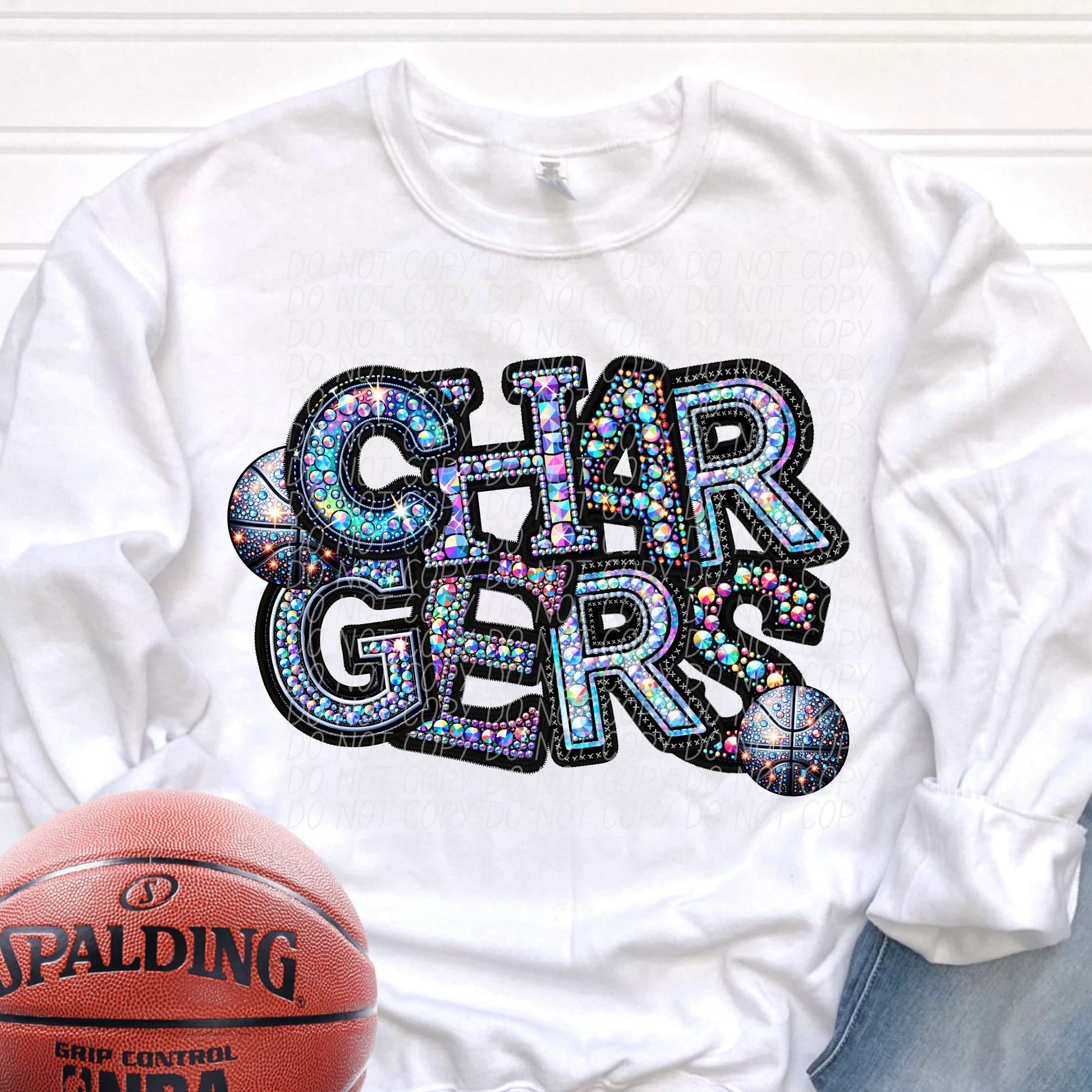 Chargers Rhinestone Basketball Mascot DTF Transfer