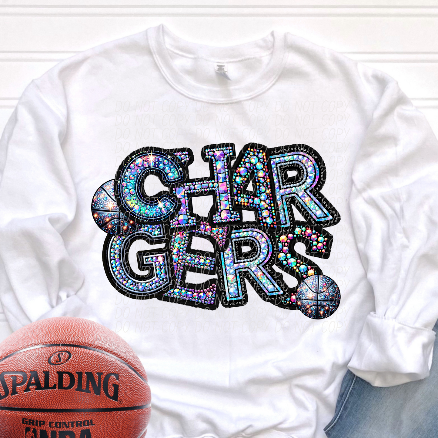 Chargers Rhinestone Basketball Mascot DTF Transfer