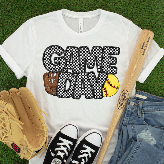 Softball Checker Game Day DTF Transfer
