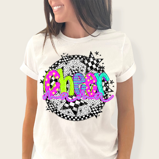 Cheer Mama Neon Checker DTF Transfer