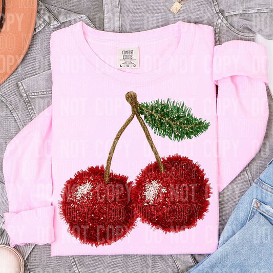 Cherries Yarn Faux DTF Transfer