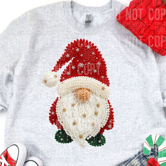 Christmas Gnome Pearl Faux DTF Transfer