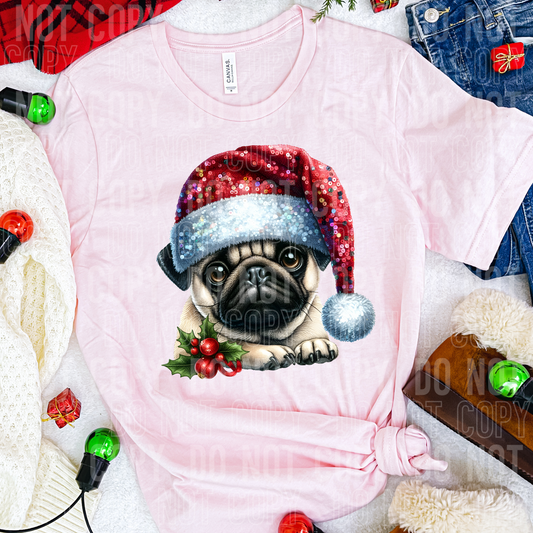 Christmas Pug DTF Transfer