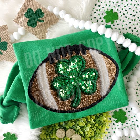 St. Patrick's Day Clover Football Embroidery Faux DTF Transfer