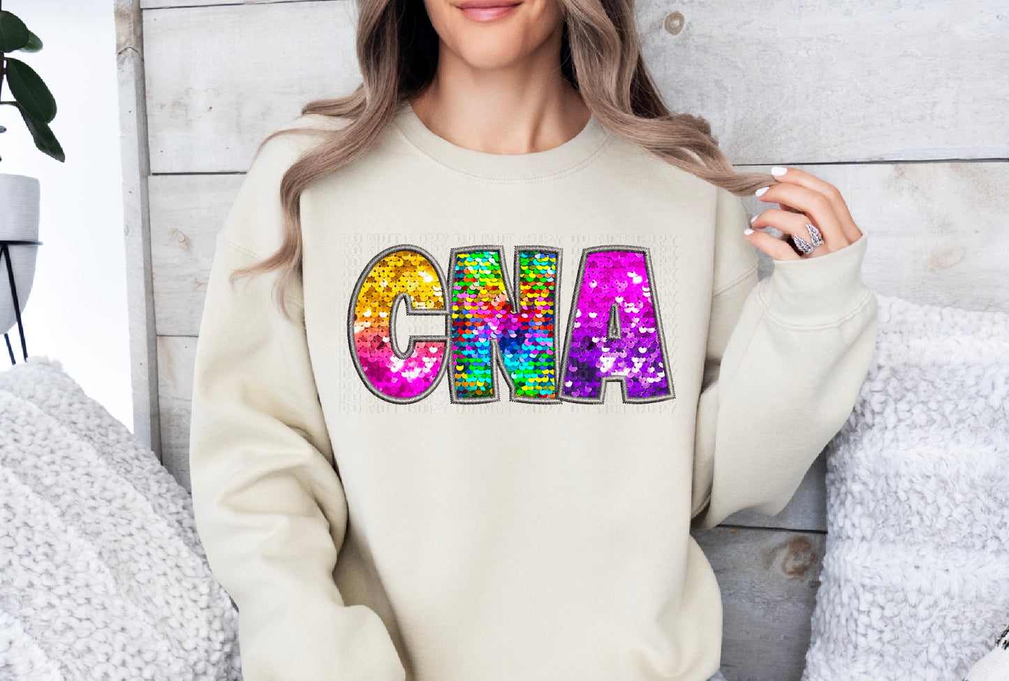 CNA Bright Sequined Box Letters DTF Transfer