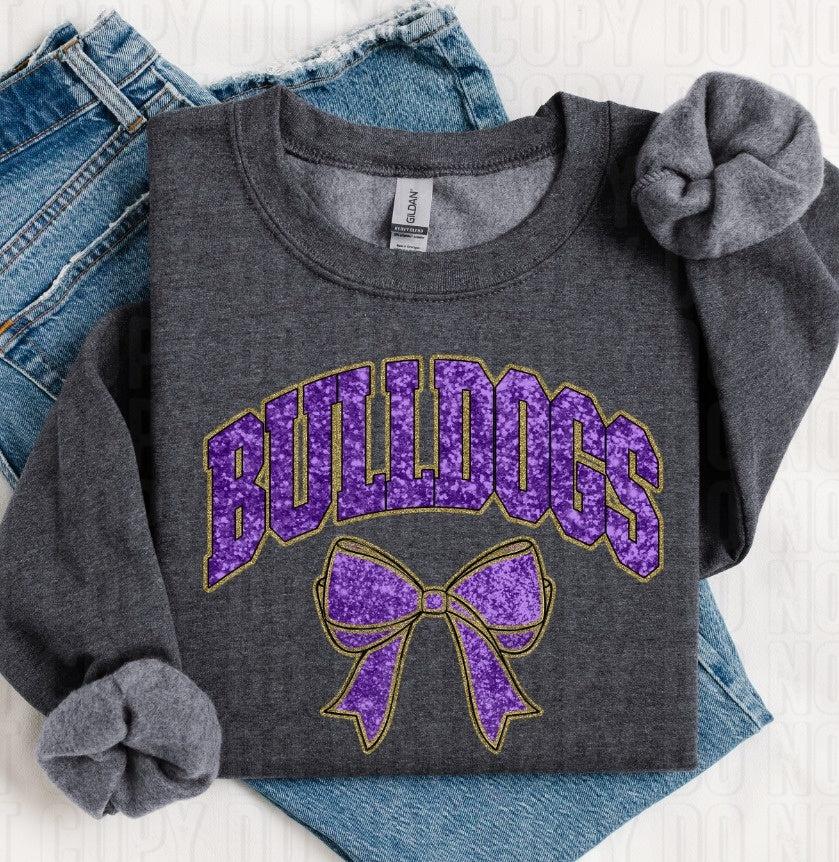 Bulldogs Glittery Purple Gold DTF Transfer