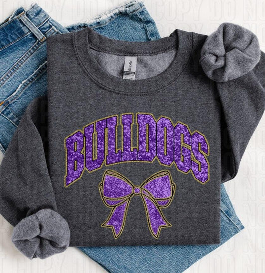 Bulldogs Glittery Purple Gold DTF Transfer