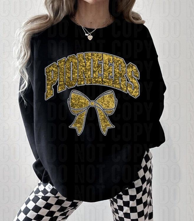 Pioneers Glittery Yellow Silver DTF Transfer