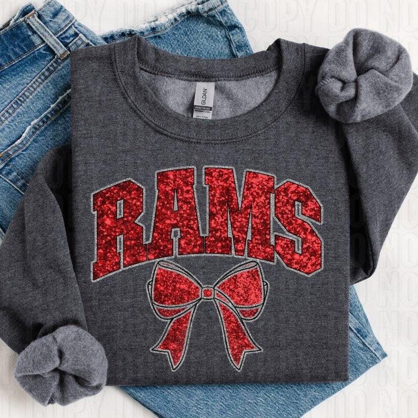 Rams Glittery Red Silver DTF Transfer