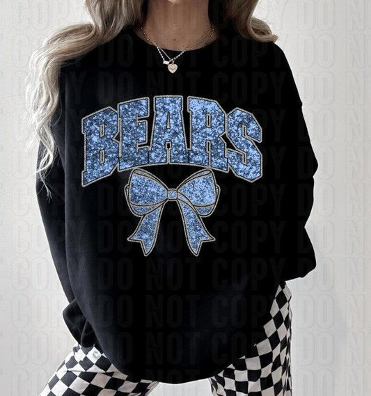 Bears Glittery Blue Silver DTF Transfer