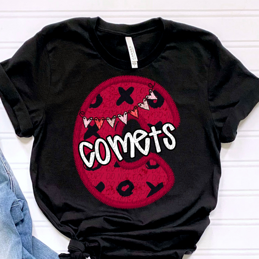 Comets Valentine School Spirit DTF Transfer