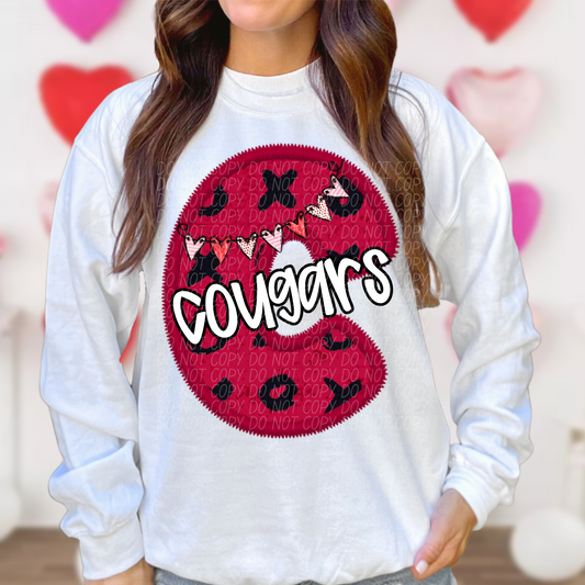 Cougars Valentine School Spirit DTF Transfer