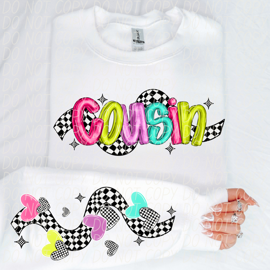 Cousin Bright Checker DTF Transfer