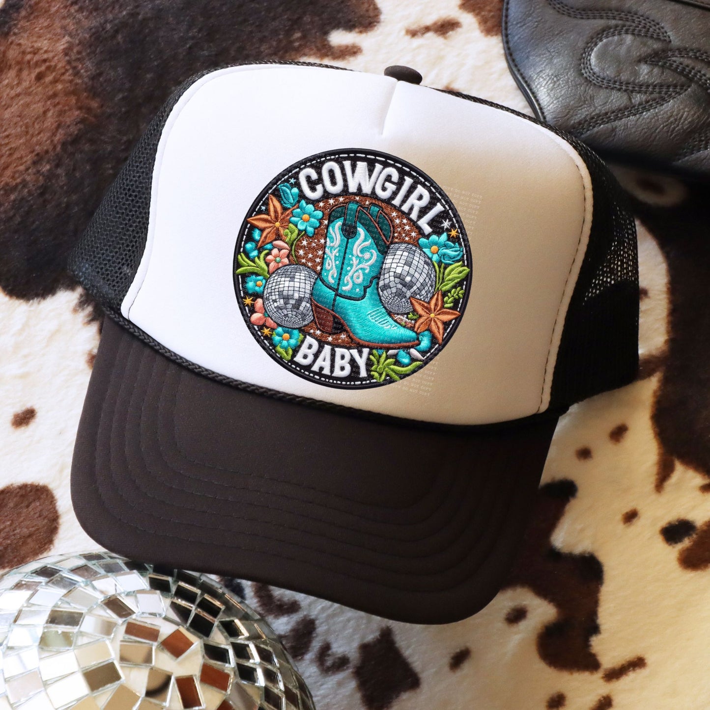 Cowgirl Baby Circle Hat Patch DTF Transfer