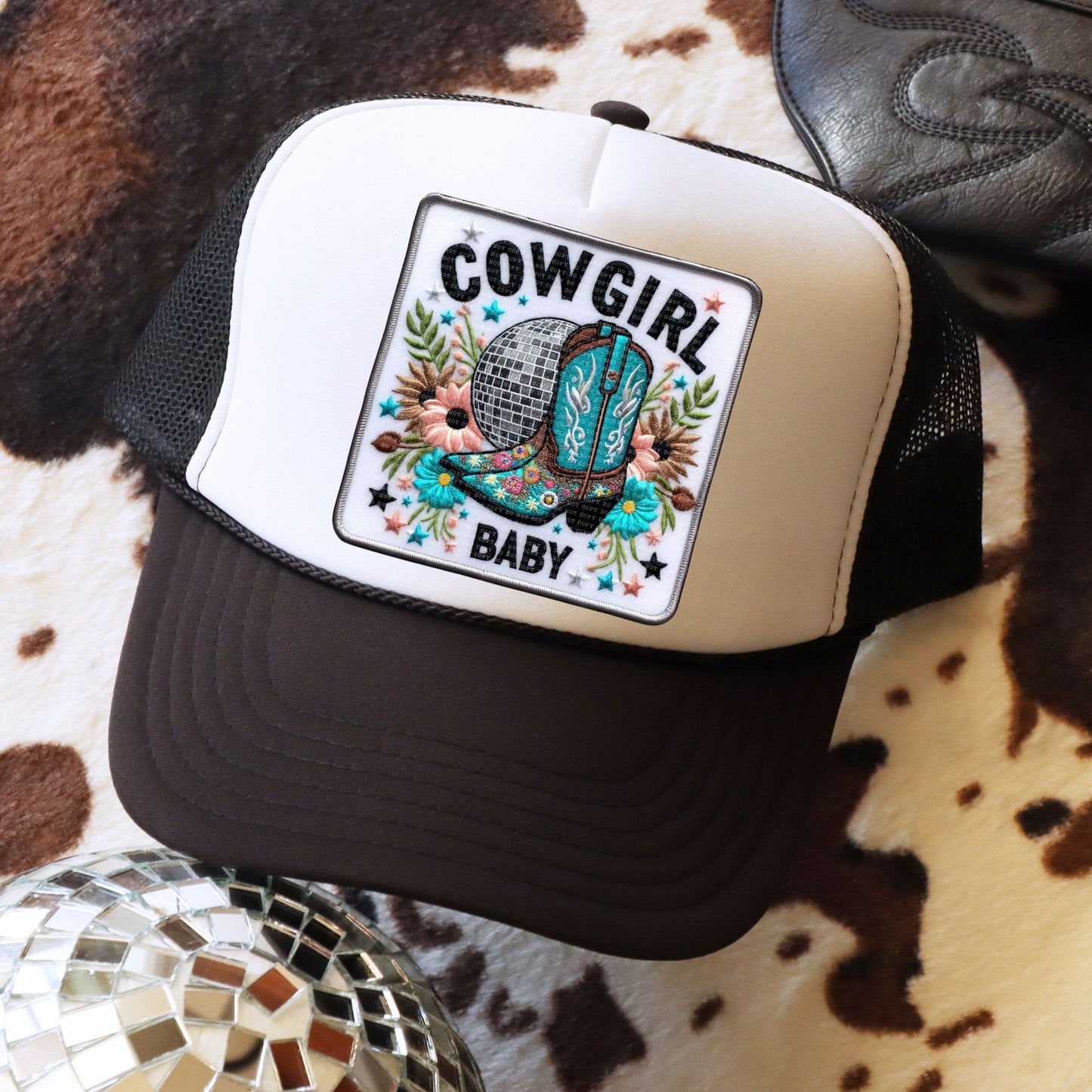 Cowgirl Baby Square Hat Patch DTF Transfer