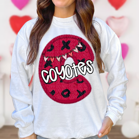 Coyotes Valentine School Spirit DTF Transfer