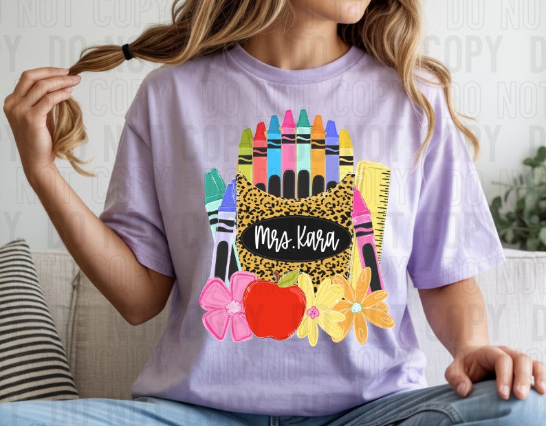 Crayon Leopard/Dalmatian Custom Name Plate DTF Transfer