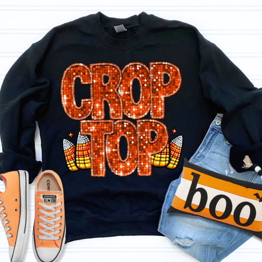 Crop Top Orange Sequined DTF Transfer