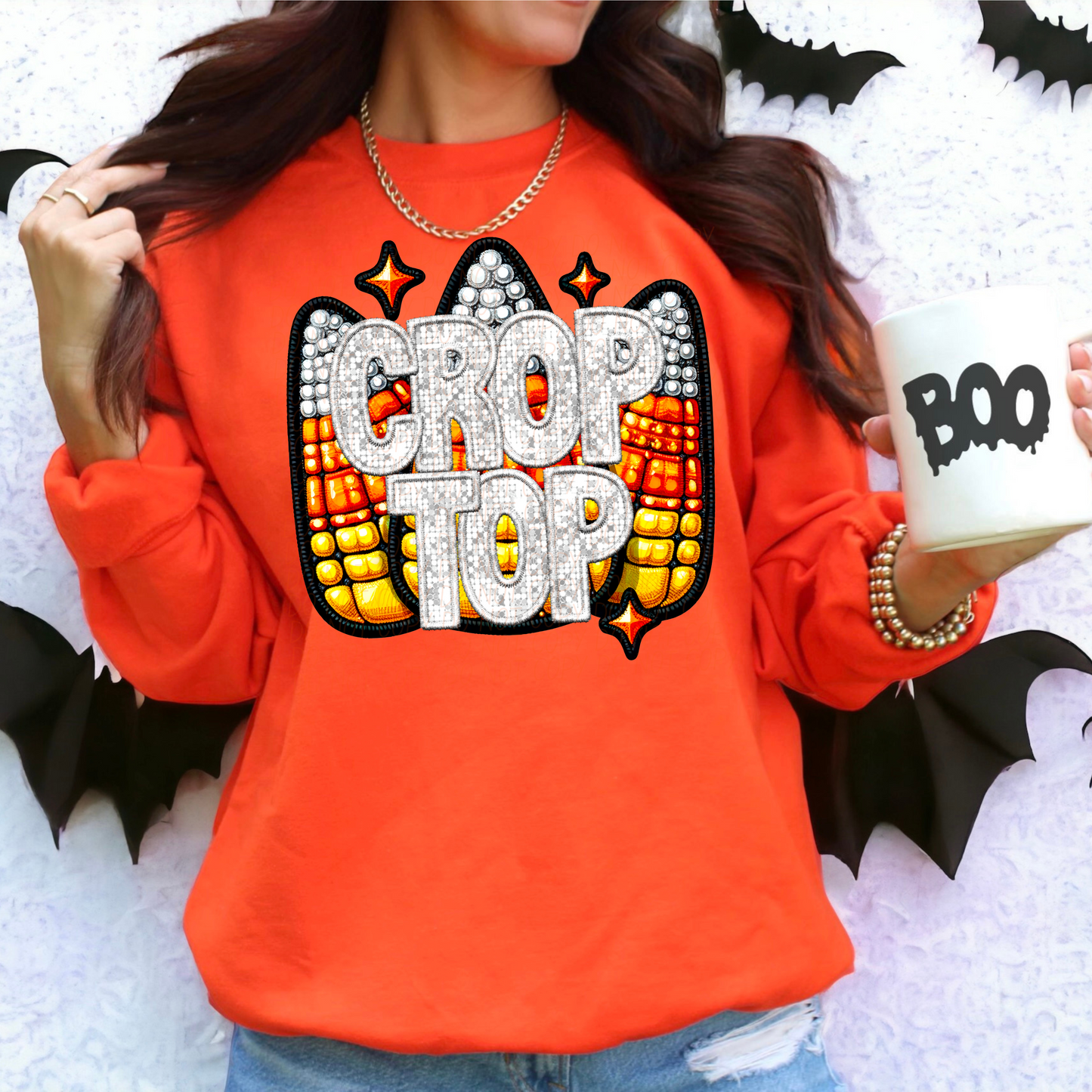 Crop Top Candy Corn DTF Transfer