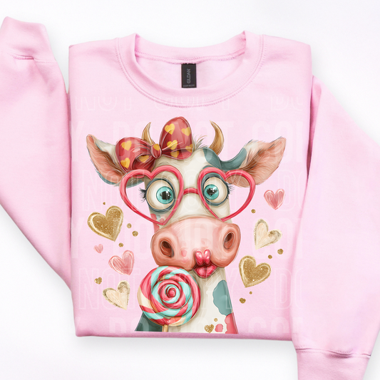 Cute Valentine's Day Cow DTF Transfer