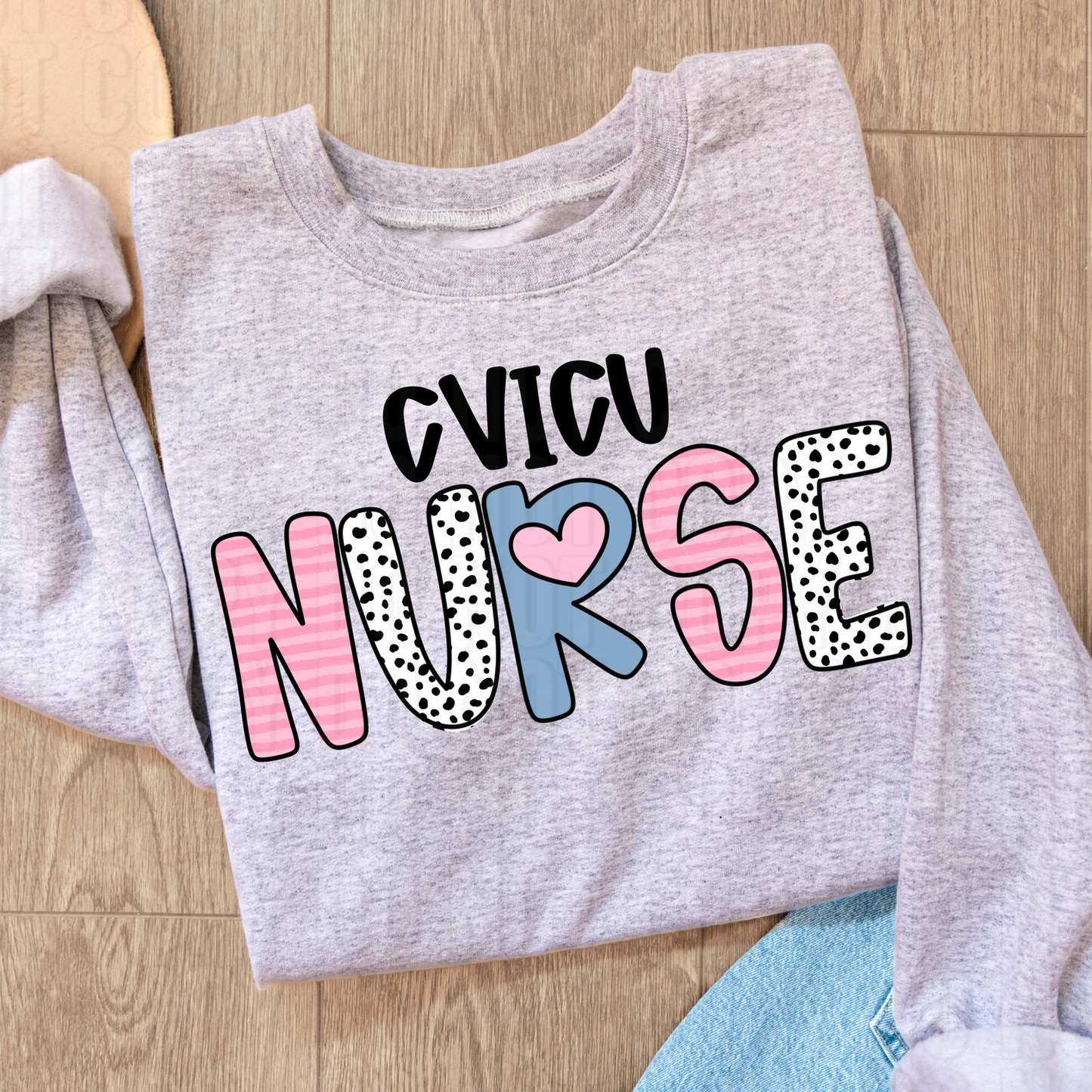 CVICU Nurse Hearts DTF Transfer