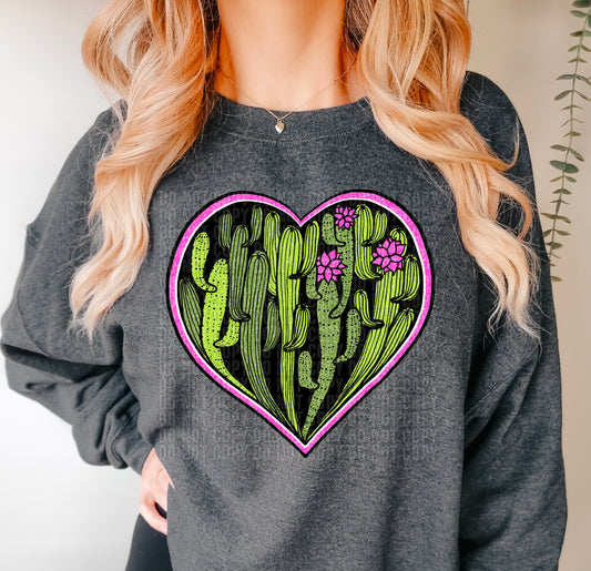 Cactus Filled Heart DTF Transfer