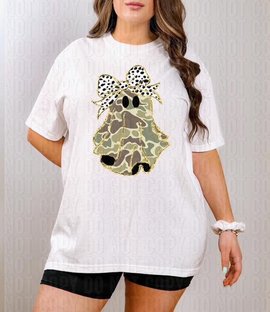 Camo Ghost Dalmatian Dots Bow DTF Transfer