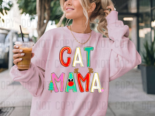 Cat Mama Merry Everything Poppy Style DTF Transfer