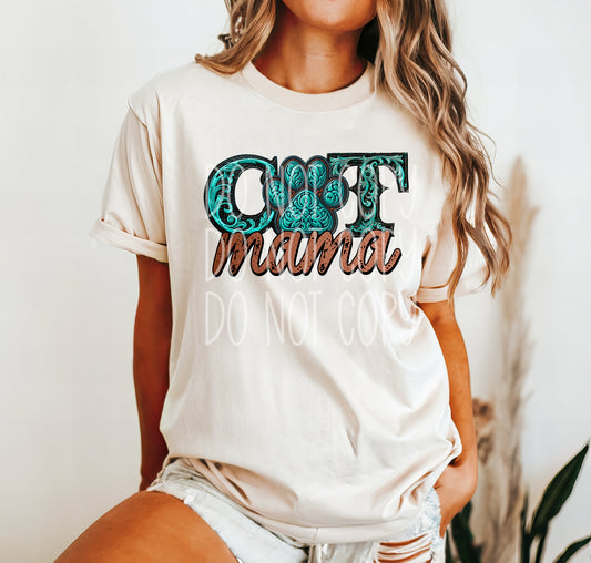 Cat Mama Turquoise DTF Transfer