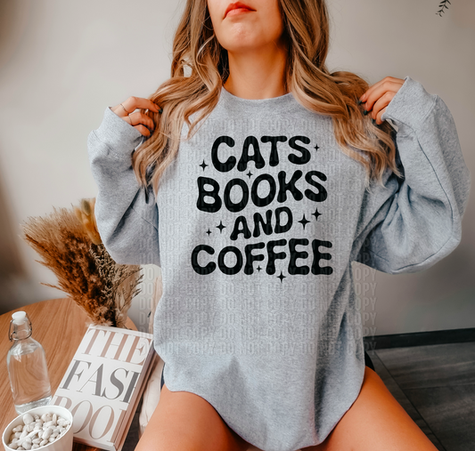 Cats Books And Coffee DTF Transfer