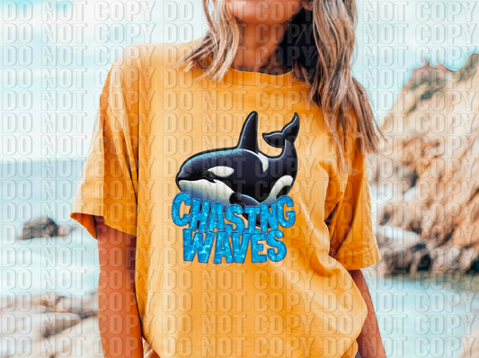 Chasing Waves Whale DTF Transfer