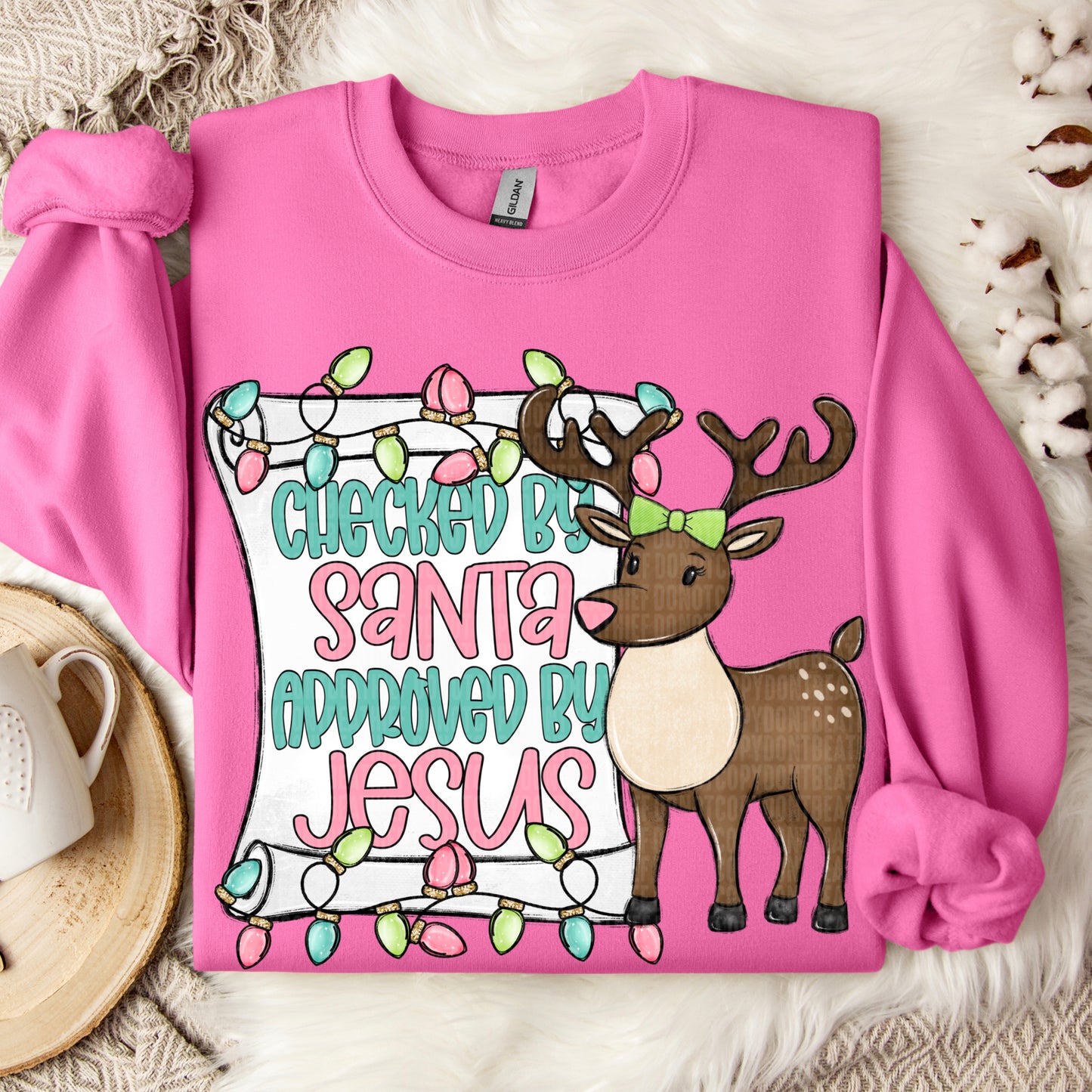 Checked By Santa Approved By Jesus DTF Transfer