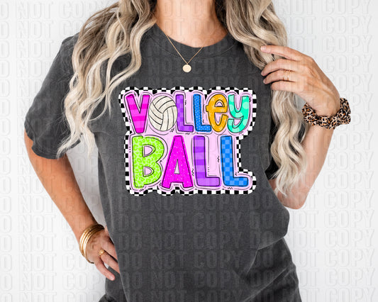 Checker Outline Volleyball DTF Transfer