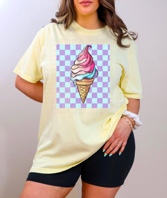 Ice cream Checkered DTF Transfer