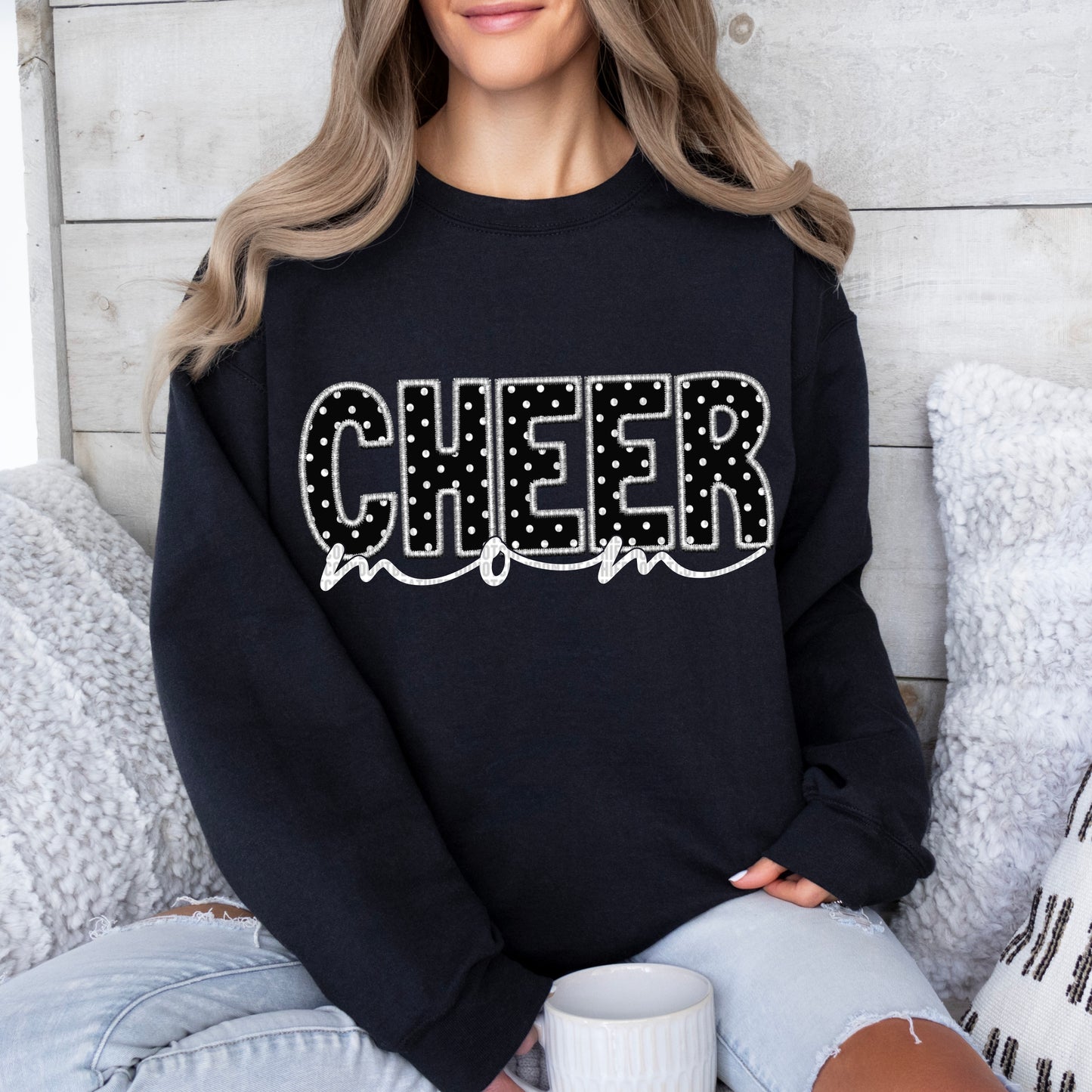 Cheer Mom White Faux DTF Transfer