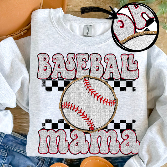 Baseball Mama Chenille Faux DTF Transfer