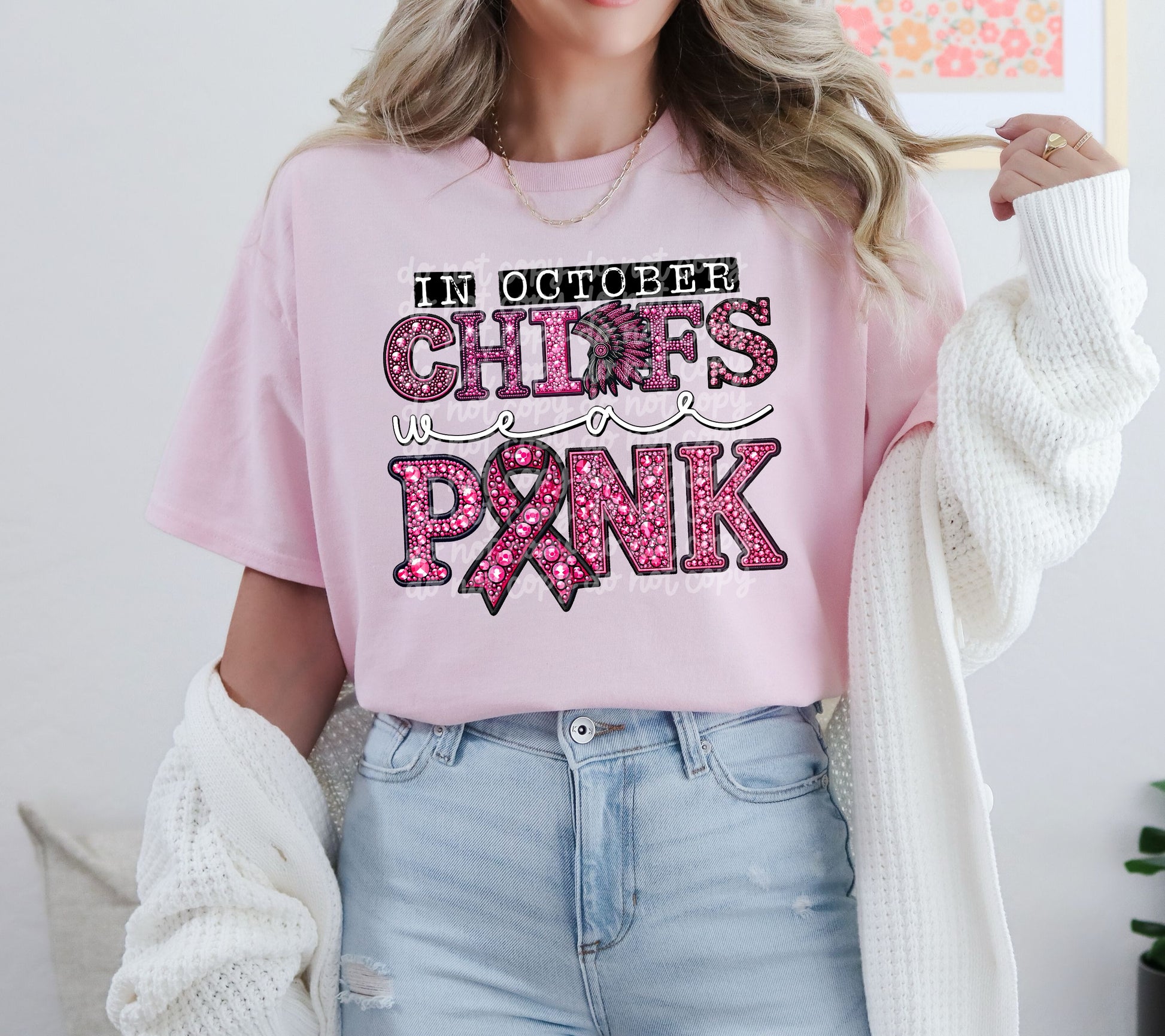 In October Chiefs Wear Pink Mascot DTF Transfer
