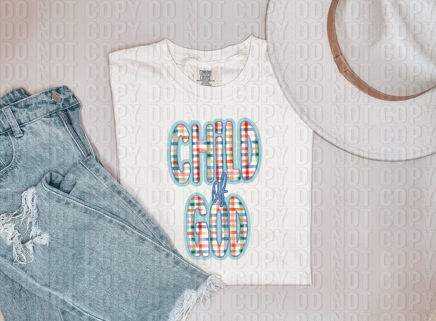 Child Of God Primary Plaid DTF Transfer