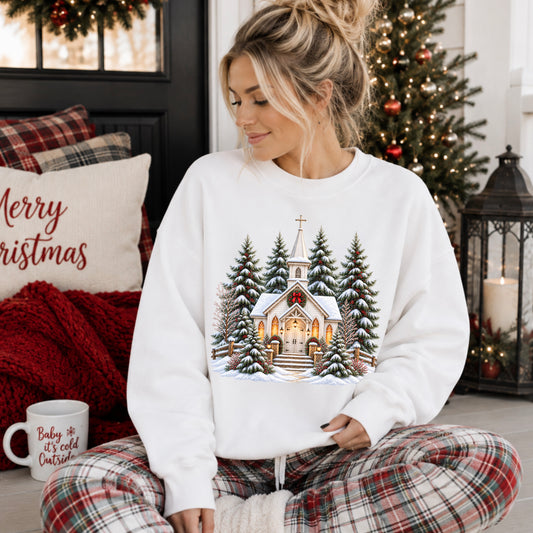 Christmas Church DTF Transfer